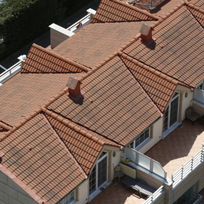 close up of red roof texture
